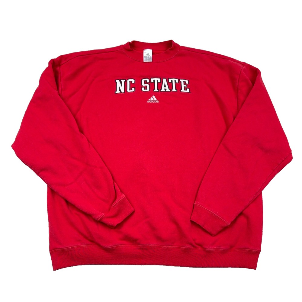 Vintage Y2K NC State Wolfpack Sweatshirt Men XXL 2XL Red Crewneck Adidas Adult